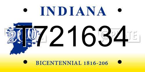T721634 Indiana License Plate