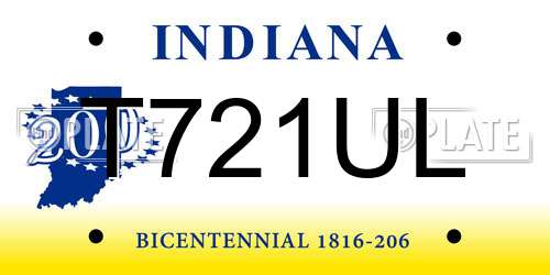 T721UL Indiana License Plate