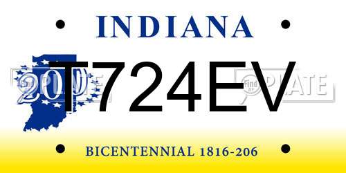 T724EV Indiana License Plate