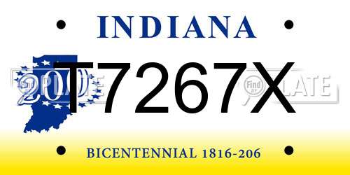 T7267X Indiana License Plate