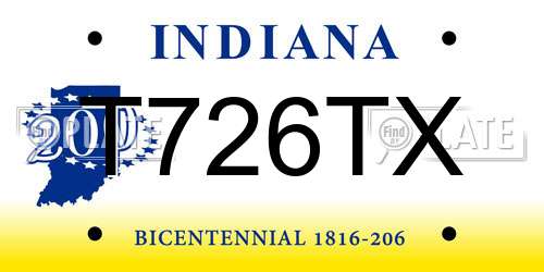 T726TX Indiana License Plate