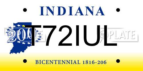 T72IUL Indiana License Plate