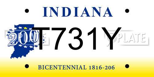 T731Y Indiana License Plate