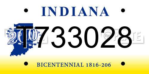 T733028 Indiana License Plate