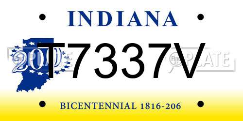 T7337V Indiana License Plate
