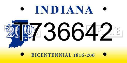 T736642 Indiana License Plate