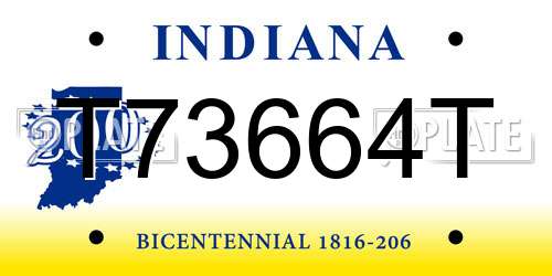 T73664T Indiana License Plate
