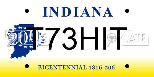 T73HIT Indiana License Plate