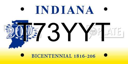 T73YYT Indiana License Plate