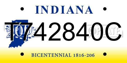 T742840C Indiana License Plate