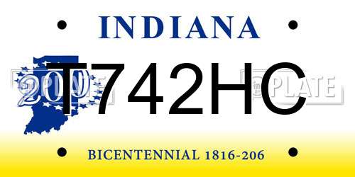 T742HC Indiana License Plate