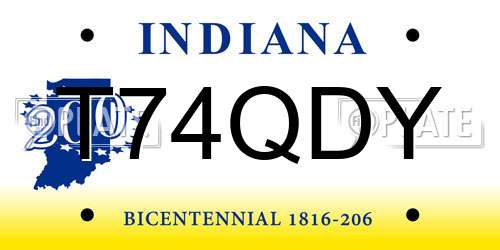 T74QDY Indiana License Plate