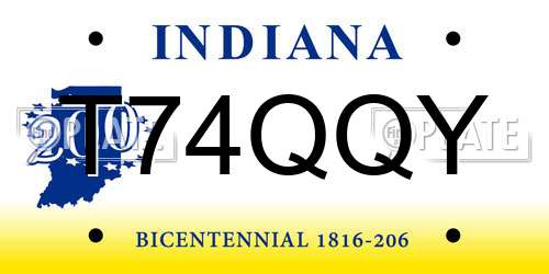 T74QQY Indiana License Plate