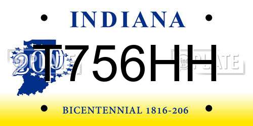 T756HH Indiana License Plate