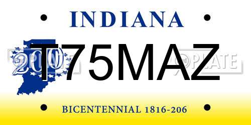 T75MAZ Indiana License Plate