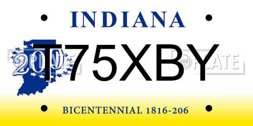 T75XBY Indiana License Plate