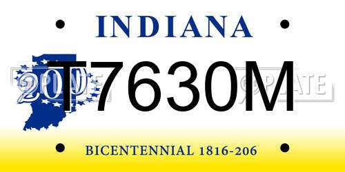 T7630M Indiana License Plate