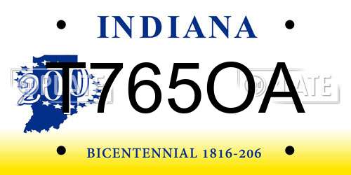 T765OA Indiana License Plate