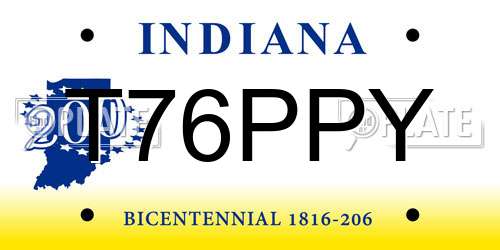 T76PPY Indiana License Plate