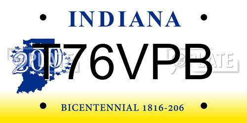 T76VPB Indiana License Plate