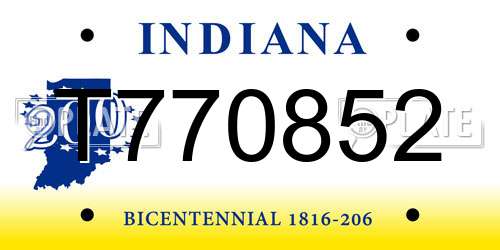 T770852 Indiana License Plate