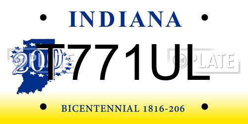 T771UL Indiana License Plate