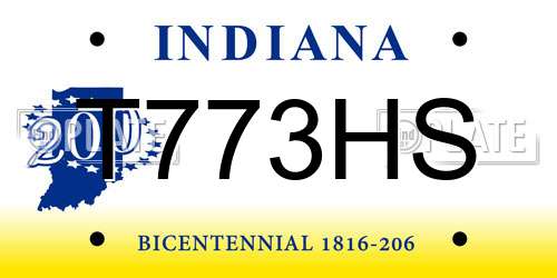 T773HS Indiana License Plate