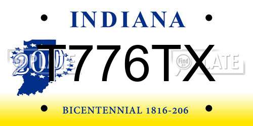 T776TX Indiana License Plate