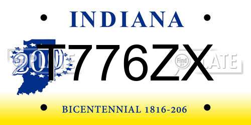 T776ZX Indiana License Plate
