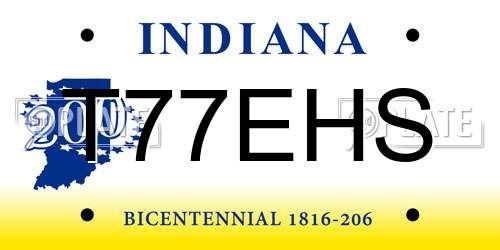 T77EHS Indiana License Plate