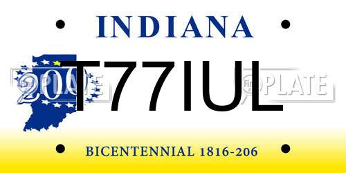 T77IUL Indiana License Plate