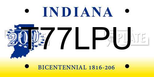 T77LPU Indiana License Plate