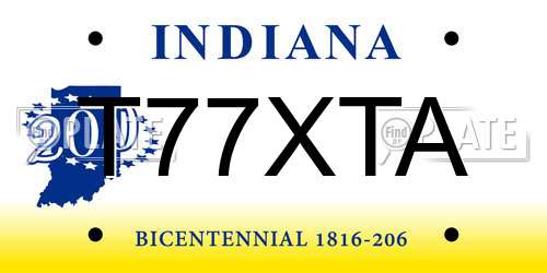 T77XTA Indiana License Plate