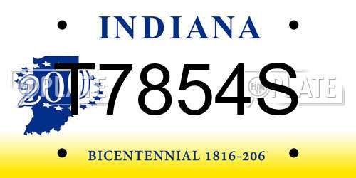 T7854S Indiana License Plate