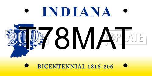 T78MAT Indiana License Plate