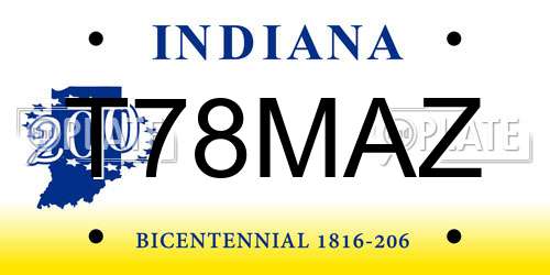 T78MAZ Indiana License Plate