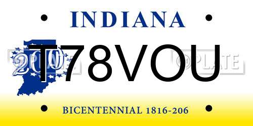 T78VOU Indiana License Plate