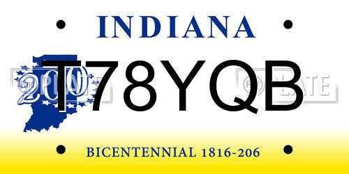 T78YQB Indiana License Plate