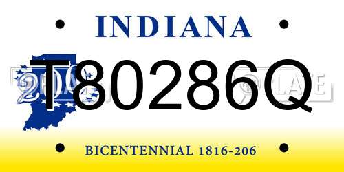 T80286Q Indiana License Plate