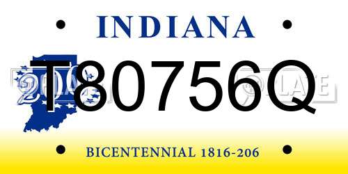 T80756Q Indiana License Plate