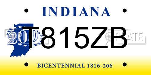 T815ZB Indiana License Plate