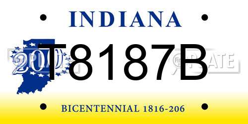 T8187B Indiana License Plate