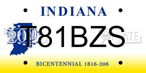 T81BZS Indiana License Plate