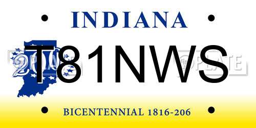 T81NWS Indiana License Plate