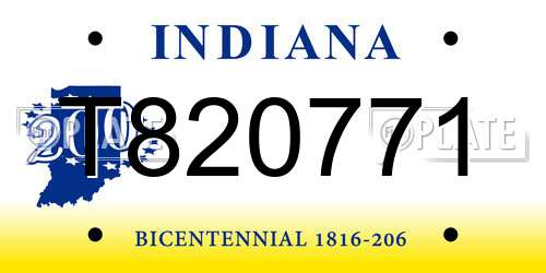 T820771 Indiana License Plate