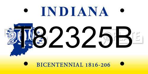 T82325B Indiana License Plate