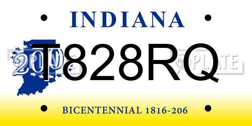 T828RQ Indiana License Plate