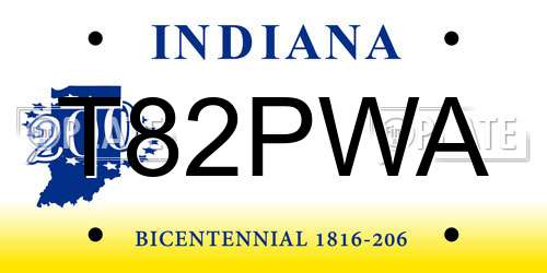 T82PWA Indiana License Plate