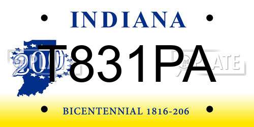 T831PA Indiana License Plate