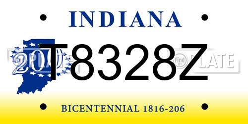 T8328Z Indiana License Plate
